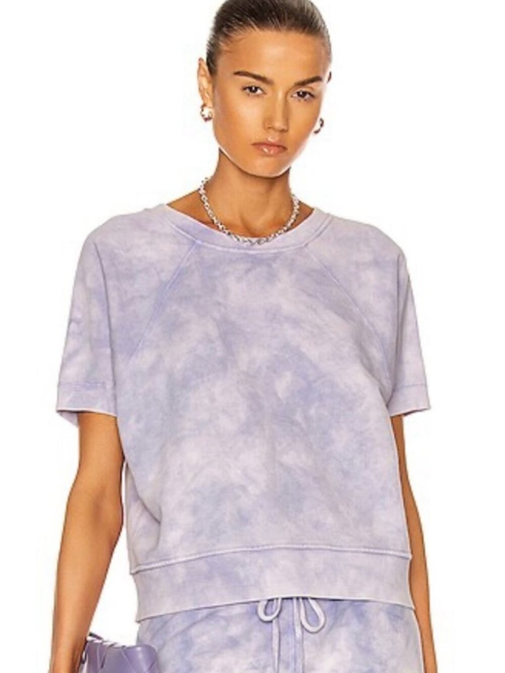 Nili Lotan Ciara Sweatshirt Light Lavender Tie Dye Small Cotton Relaxed